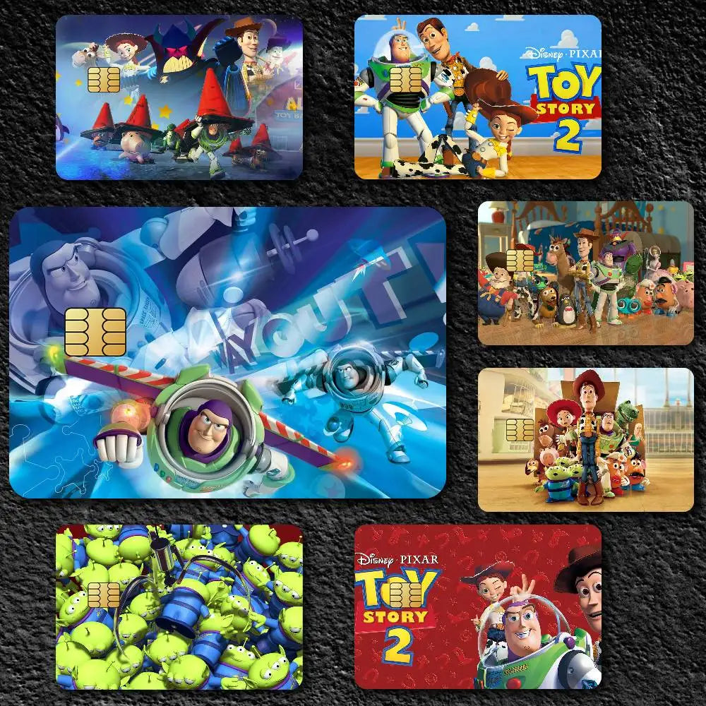 Cartoon Toy Story 2 Film Skin Cover Credit Card Stickers 4PCS Debit Front Decoration Bank Bus Pass Waterproof
