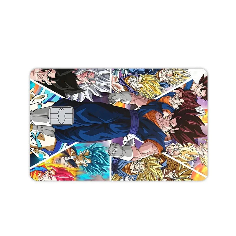 Anime Dragon Ball - Pegatinas de vinilo mate tipo PVC para tarjeta. Cubierta decorativa con efecto láser estrella kawaii, ideal para tarjetas de crédito, débito, transporte público. Juguete decorativo o regalo DIY