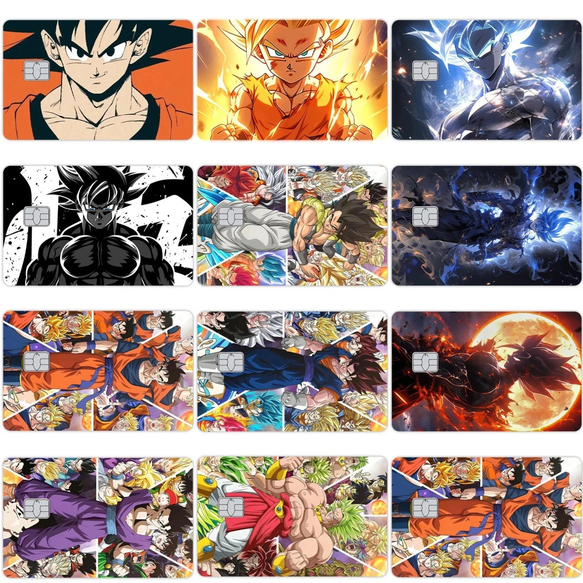 Anime Dragon Ball - Pegatinas de vinilo mate tipo PVC para tarjeta. Cubierta decorativa con efecto láser estrella kawaii, ideal para tarjetas de crédito, débito, transporte público. Juguete decorativo o regalo DIY