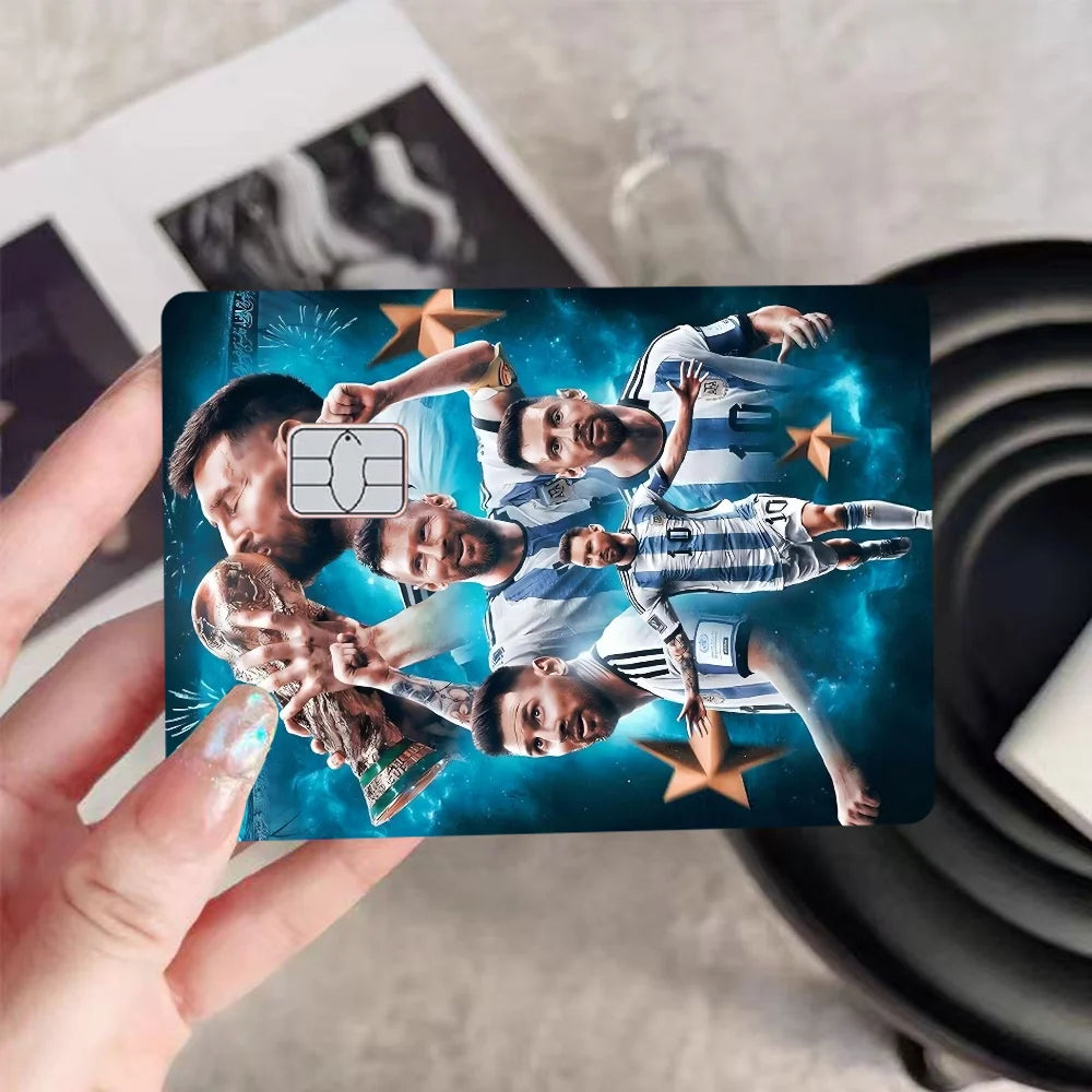Football Star Messi Anmie Sticker Film Skin Cover for Credit Card Debit Bank Card Front
