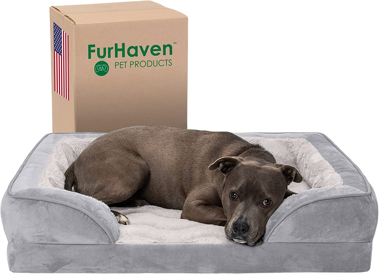 Cama para Perro Suave de Espuma Ortopédica con Máximo Confort, Funda Lavable y Removible – Velvet Waves – Color Gris Granito, Para Perros de Hasta 25 kg (55 lb) – Tamaño Grande.