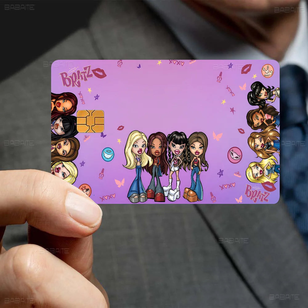 Cartoon B-Bratzs Anime Front Cover Film Sticker Skin for Credit Debit Card Small Large Chip