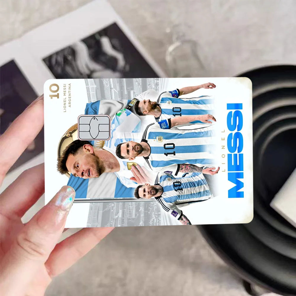 Football Star Messi Anmie Sticker Film Skin Cover for Credit Card Debit Bank Card Front