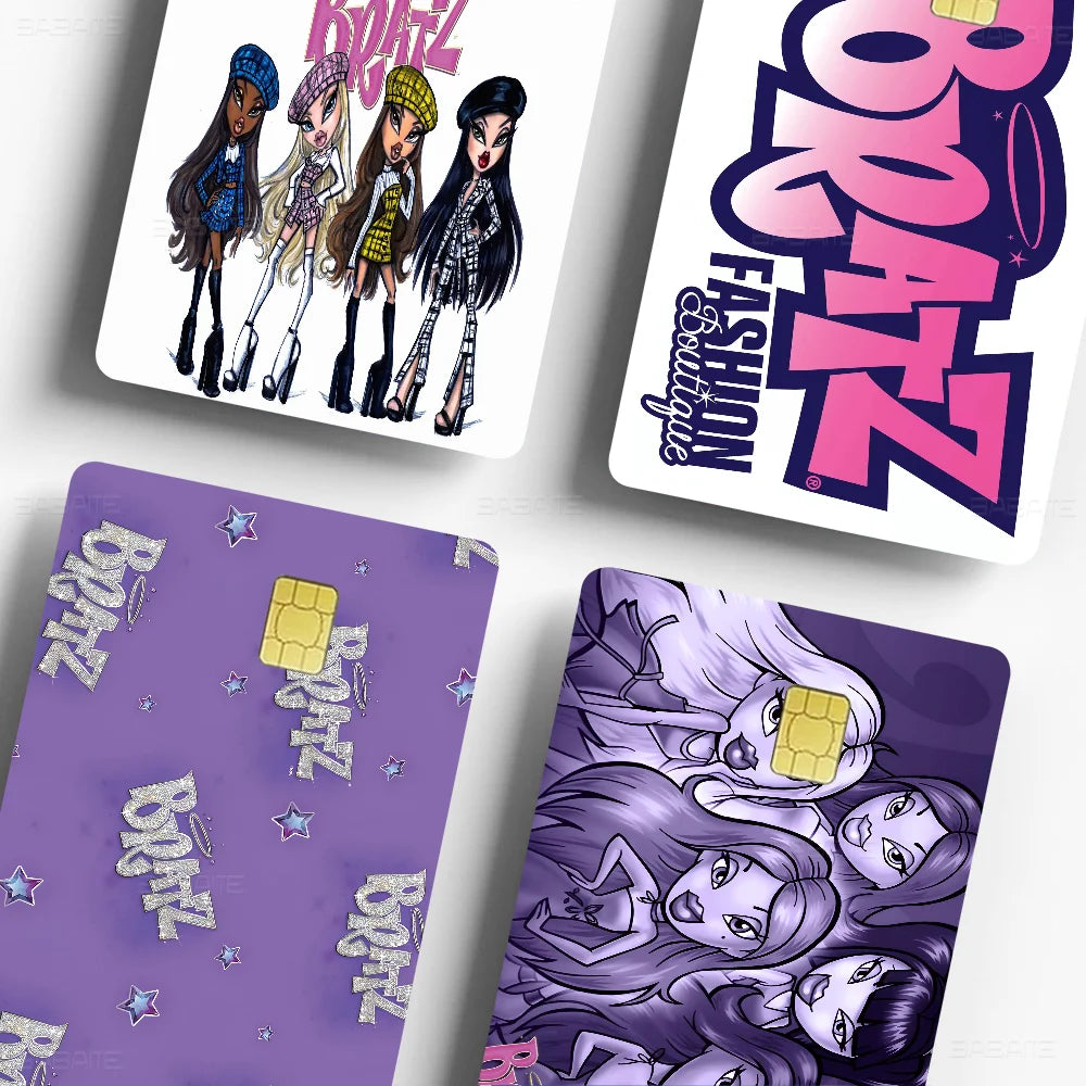 Cartoon B-Bratzs Anime Front Cover Film Sticker Skin for Credit Debit Card Small Large Chip
