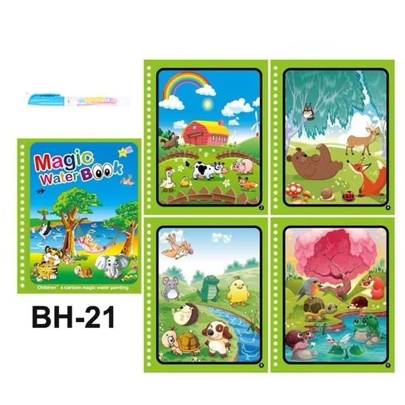 Libro de Colorear Reutilizable para Niños – Juguete Montessori de Dibujo con Agua Mágica Libro de Pintura Educativo Sensorial – Juguete de Aprendizaje Temprano para Niños y Niñas.