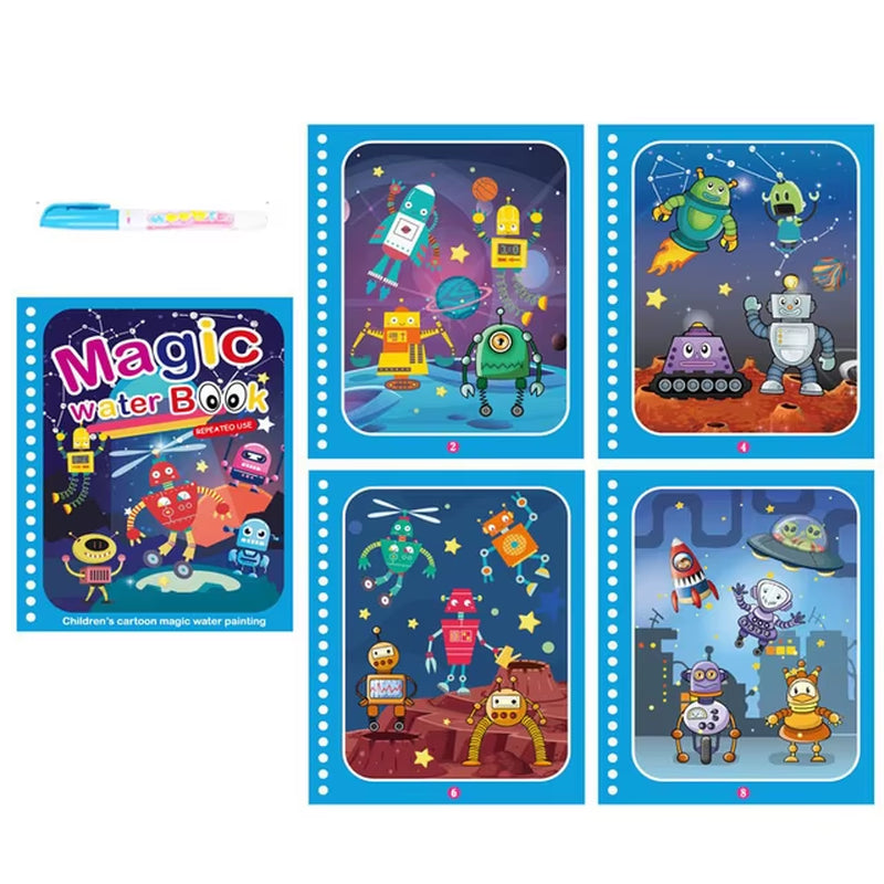 Libro de Colorear Reutilizable para Niños – Juguete Montessori de Dibujo con Agua Mágica Libro de Pintura Educativo Sensorial – Juguete de Aprendizaje Temprano para Niños y Niñas.