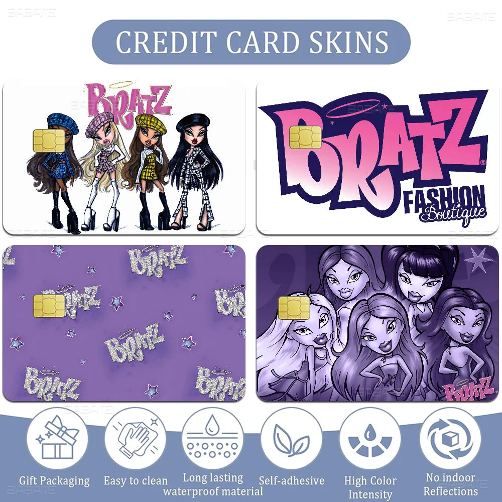 Cartoon B-Bratzs Anime Front Cover Film Sticker Skin for Credit Debit Card Small Large Chip