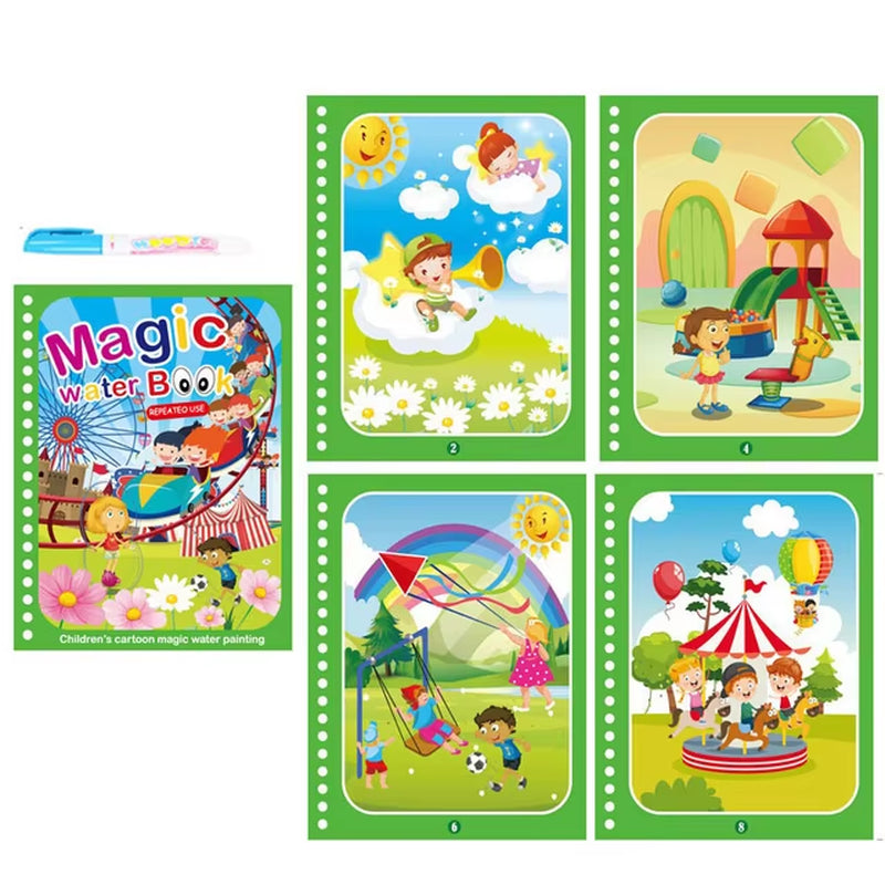 Libro de Colorear Reutilizable para Niños – Juguete Montessori de Dibujo con Agua Mágica Libro de Pintura Educativo Sensorial – Juguete de Aprendizaje Temprano para Niños y Niñas.