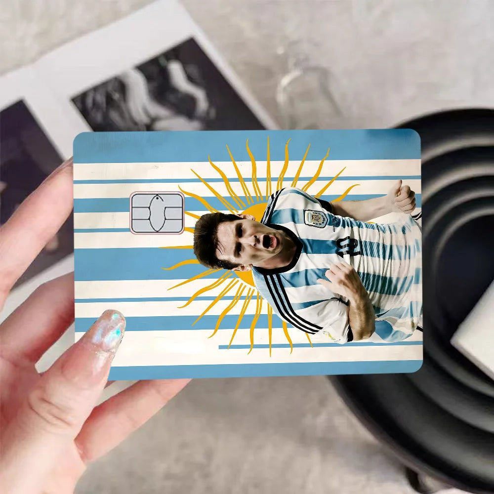 Football Star Messi Anmie Sticker Film Skin Cover for Credit Card Debit Bank Card Front