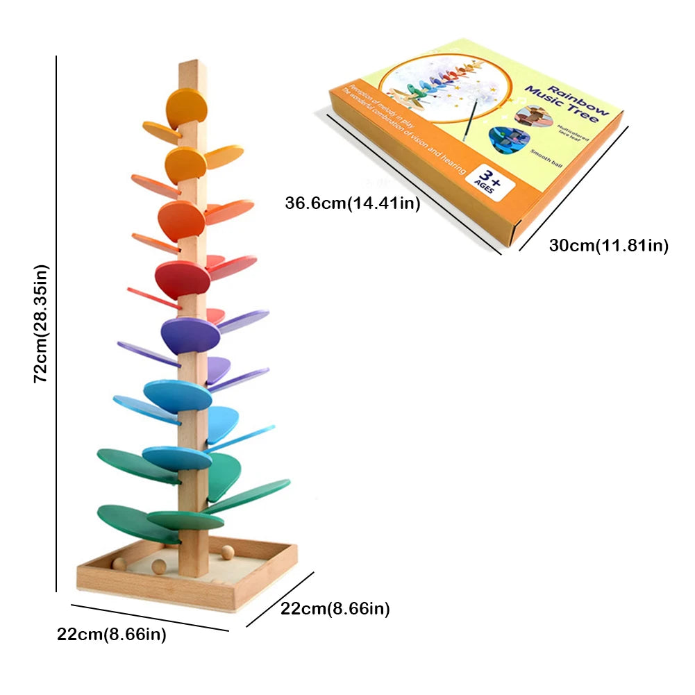 Árbol Musical de Canicas de Madera – Juguete Montessori para Niños Juego Educativo de Carrera de Bolas con Sonido y Clasificación por Colores – Juguete de Madera para Niños y Niñas de 4 a 8 Años.