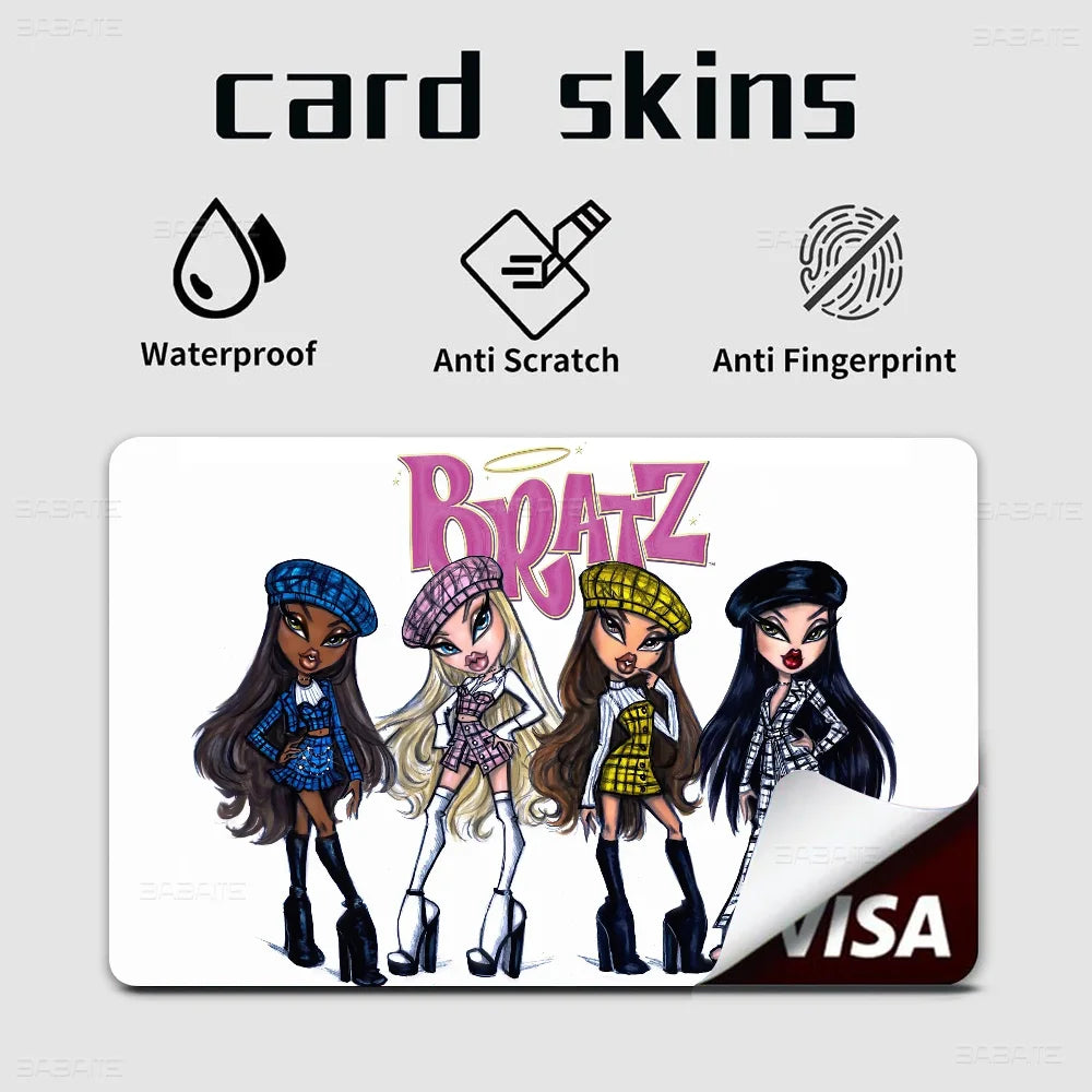 Cartoon B-Bratzs Anime Front Cover Film Sticker Skin for Credit Debit Card Small Large Chip