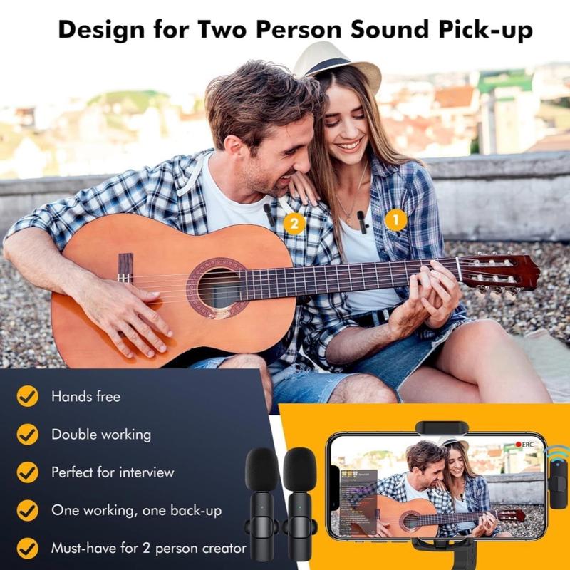 Micrófono de Solapa Profesional Inalámbrico para iPhone y iPad – Micrófono de Condensador Omnidireccional Sin Cables para Grabación de Entrevistas, Videos, Podcasts y Vlogs – Audio Portátil Plug and Play para Teléfonos Inteligentes.