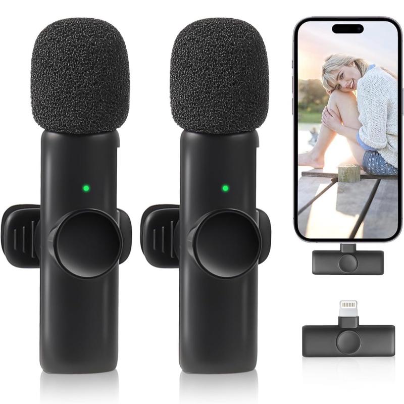 Micrófono de Solapa Profesional Inalámbrico para iPhone y iPad – Micrófono de Condensador Omnidireccional Sin Cables para Grabación de Entrevistas, Videos, Podcasts y Vlogs – Audio Portátil Plug and Play para Teléfonos Inteligentes.