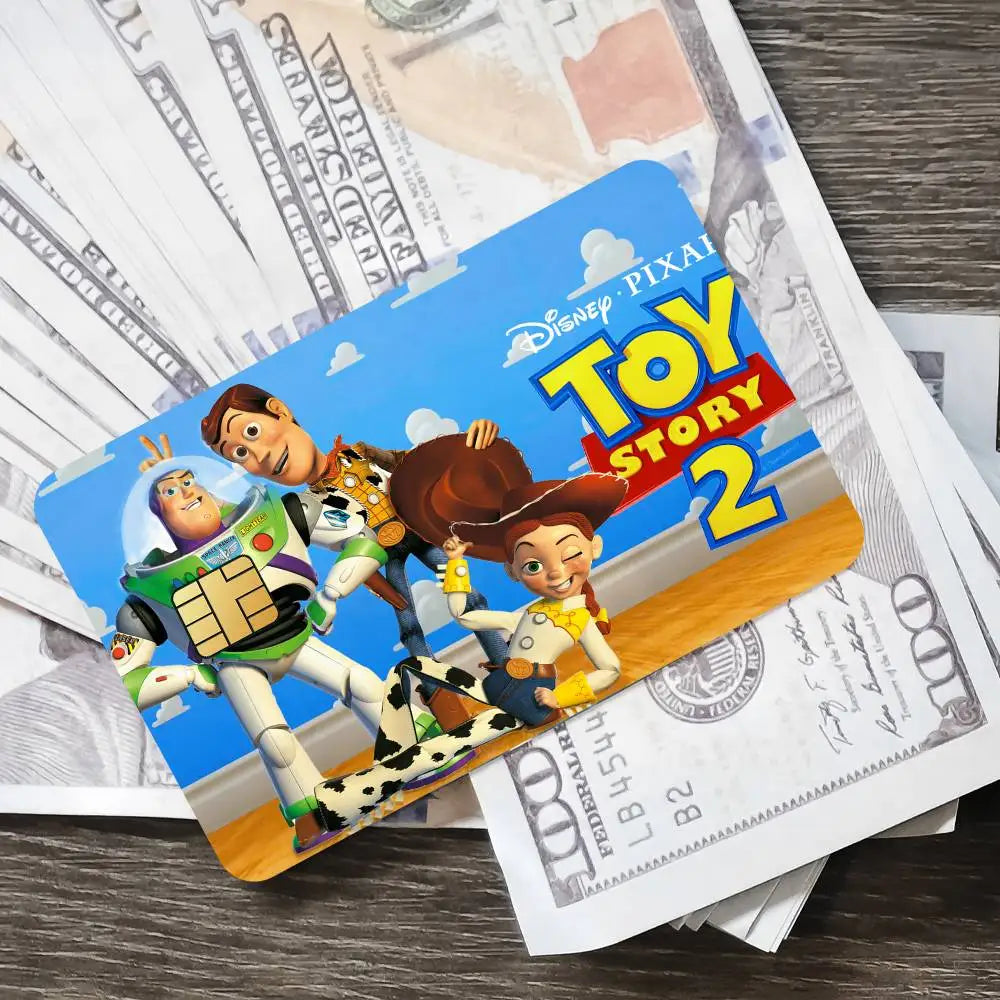 Cartoon Toy Story 2 Film Skin Cover Credit Card Stickers 4PCS Debit Front Decoration Bank Bus Pass Waterproof