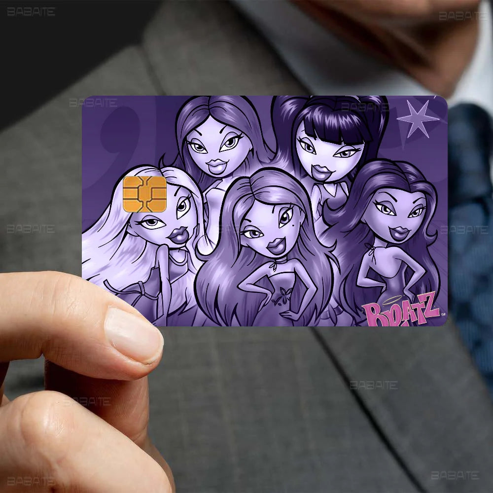 Cartoon B-Bratzs Anime Front Cover Film Sticker Skin for Credit Debit Card Small Large Chip