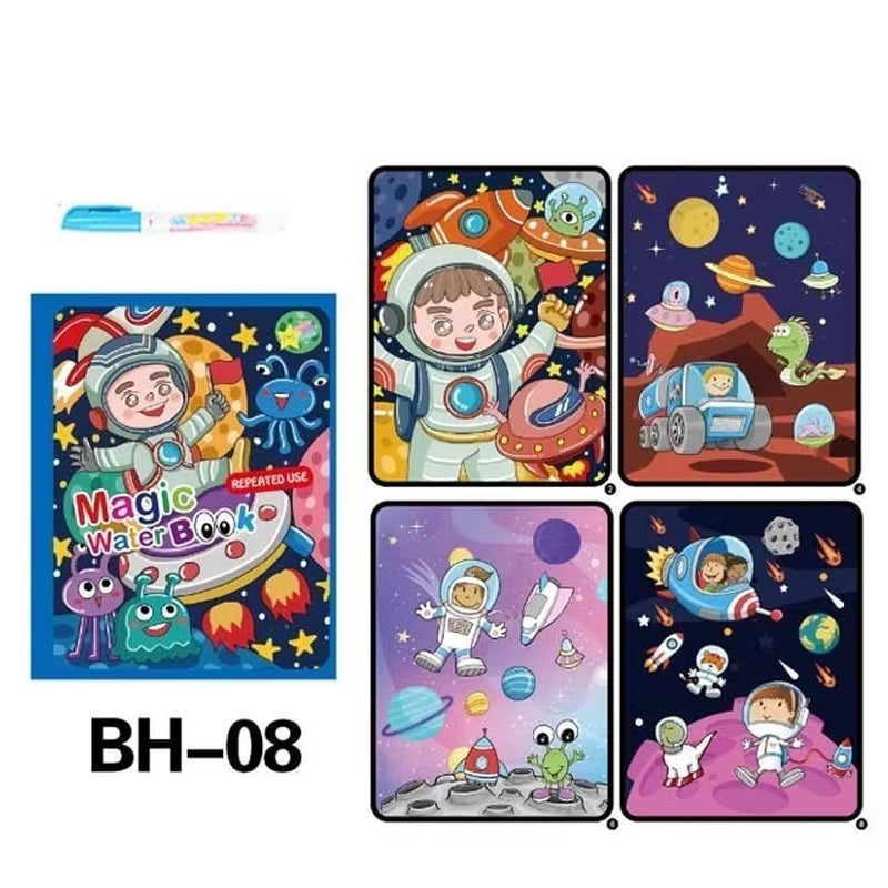 Libro de Colorear Reutilizable para Niños – Juguete Montessori de Dibujo con Agua Mágica Libro de Pintura Educativo Sensorial – Juguete de Aprendizaje Temprano para Niños y Niñas.