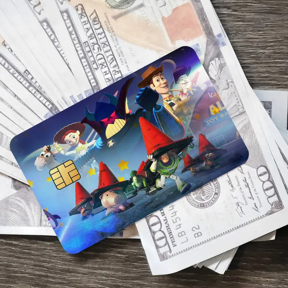 Cartoon Toy Story 2 Film Skin Cover Credit Card Stickers 4PCS Debit Front Decoration Bank Bus Pass Waterproof