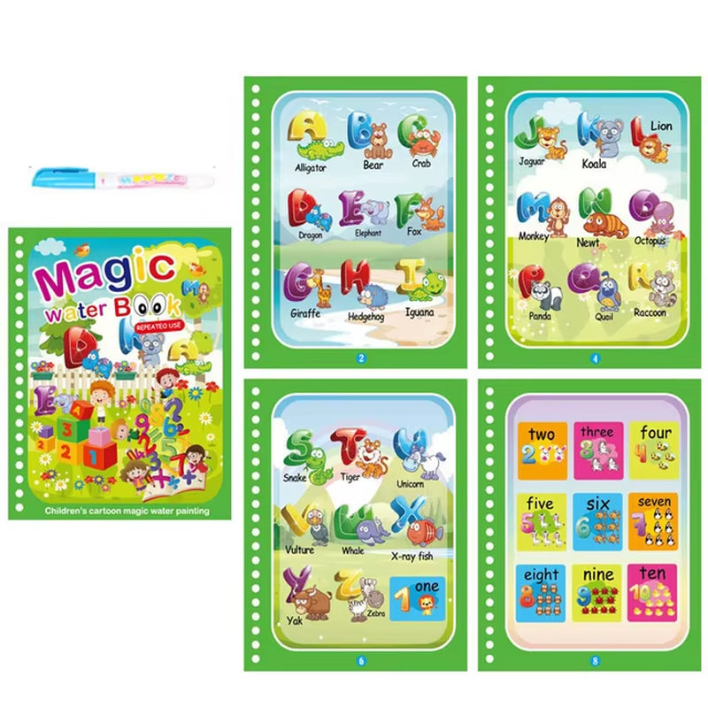 Libro de Colorear Reutilizable para Niños – Juguete Montessori de Dibujo con Agua Mágica Libro de Pintura Educativo Sensorial – Juguete de Aprendizaje Temprano para Niños y Niñas.