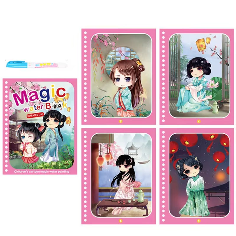 Libro de Colorear Reutilizable para Niños – Juguete Montessori de Dibujo con Agua Mágica Libro de Pintura Educativo Sensorial – Juguete de Aprendizaje Temprano para Niños y Niñas.